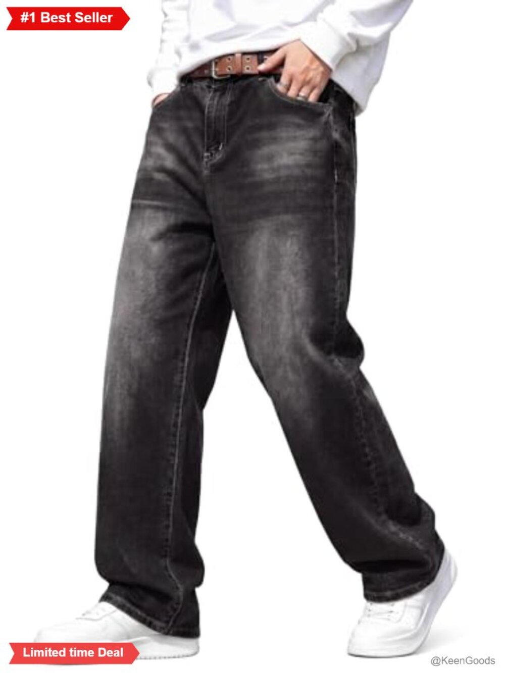 Baggy Wide Leg Stretch Denim Jeans Y2K Skater Loose Fit Cotton Blend